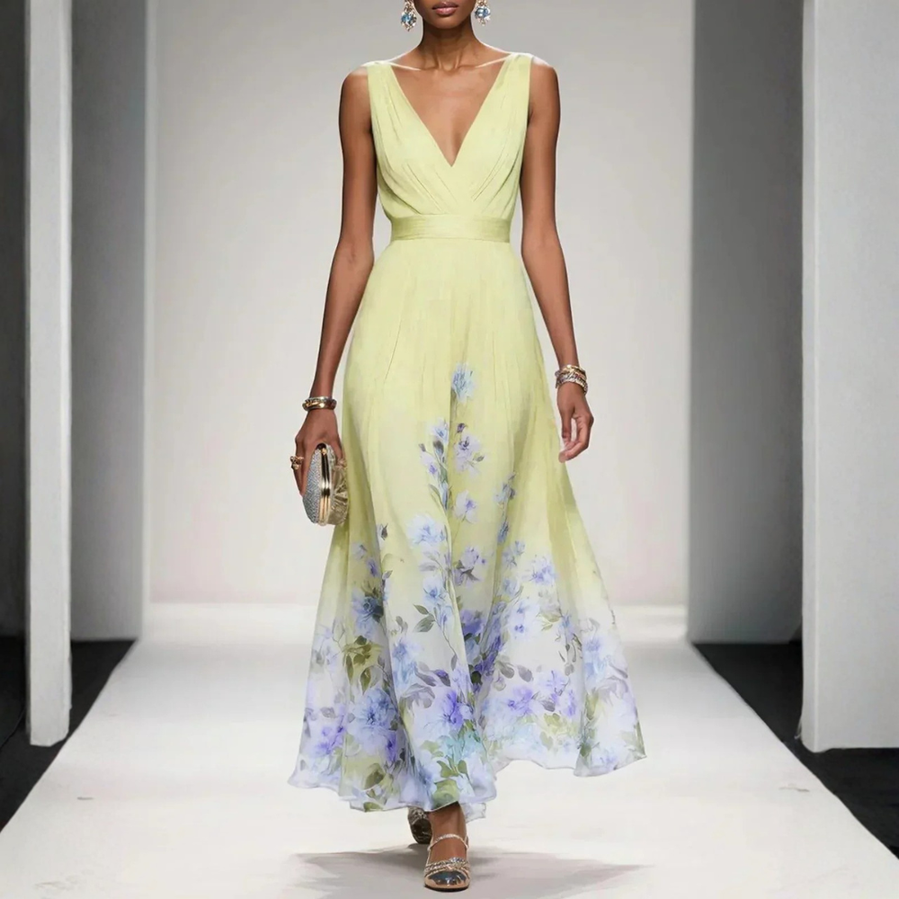 Olivia maxi gastenjurk met fijne bloemenprint foto 2