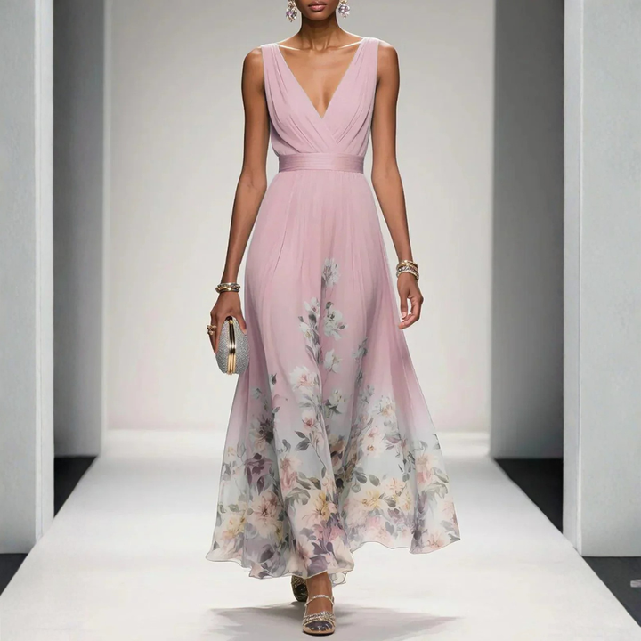 Olivia maxi gastenjurk met fijne bloemenprint foto 4