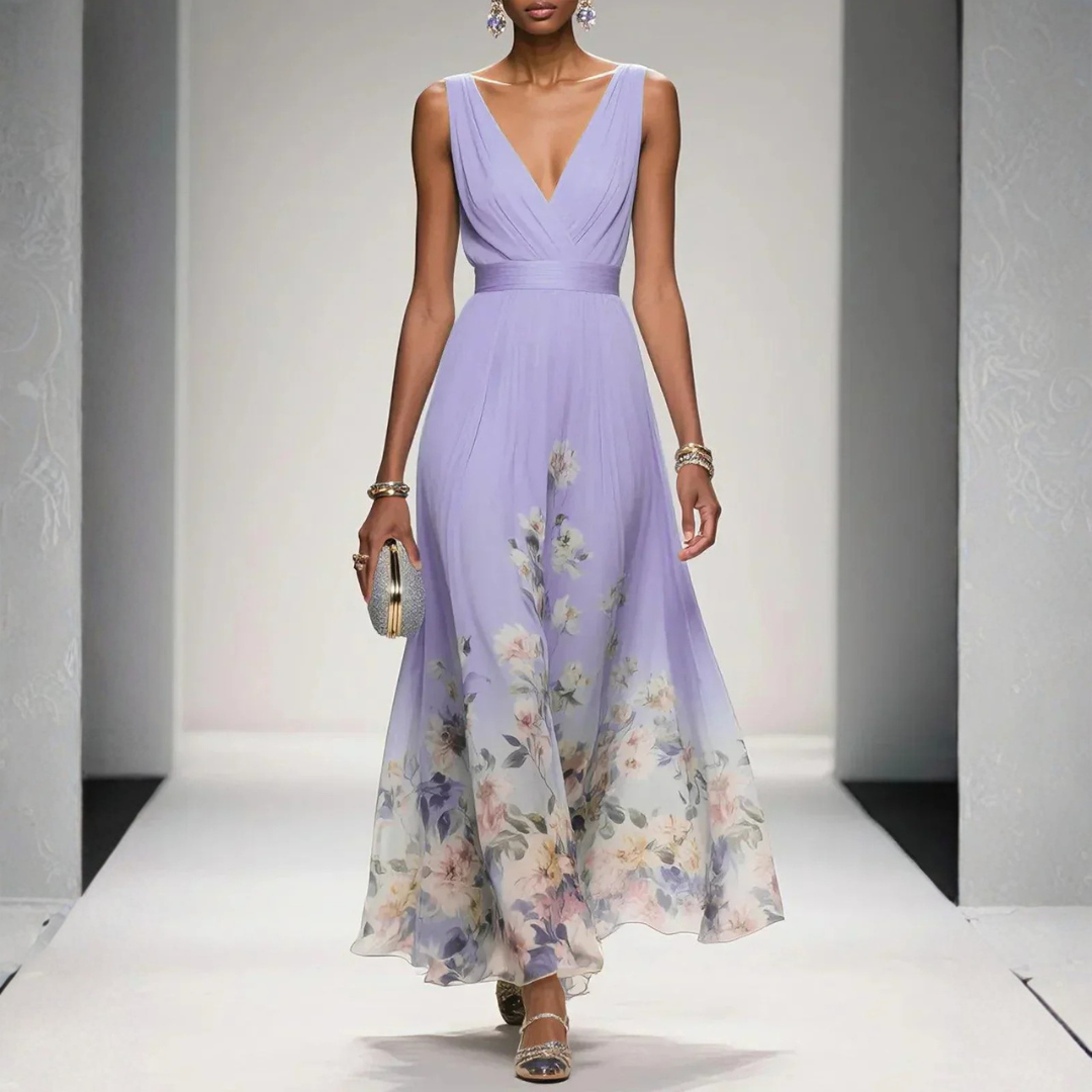 Olivia maxi gastenjurk met fijne bloemenprint foto 5