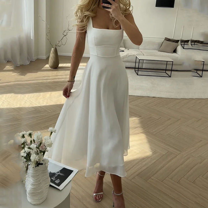 Emily elegante gastenjurk in midi-lengte met vierkante hals foto 1