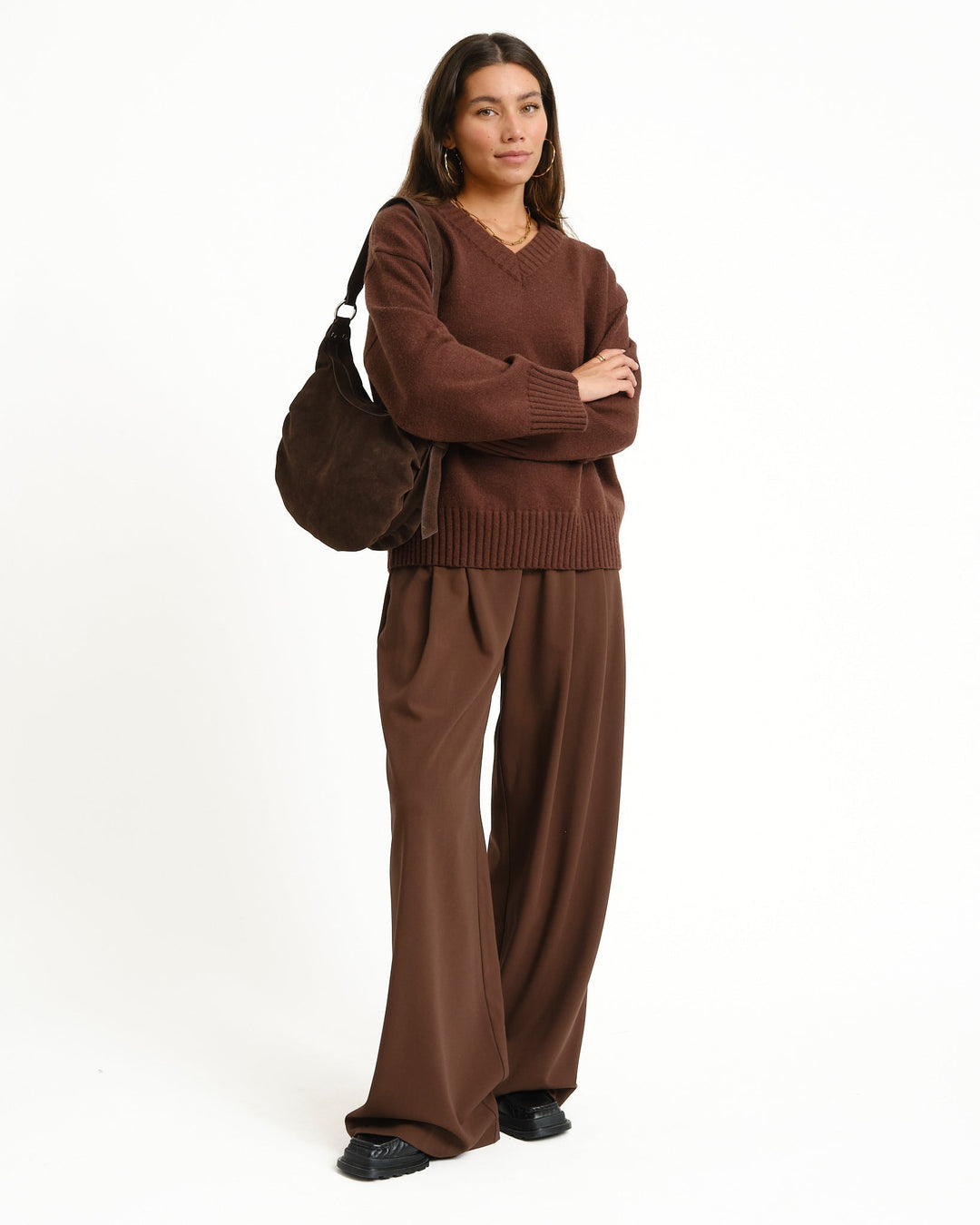 Bruin Klassieke Dames Trui voor Herfst in Bruin 3