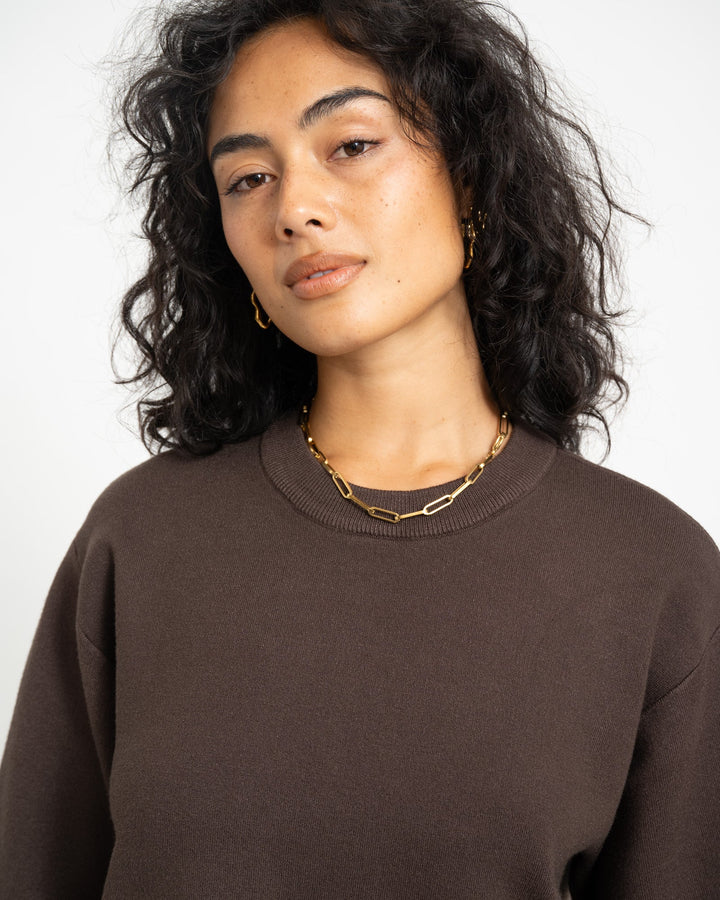 Bruine Dames Trui Fijne Knit Minimale in Bruin 4