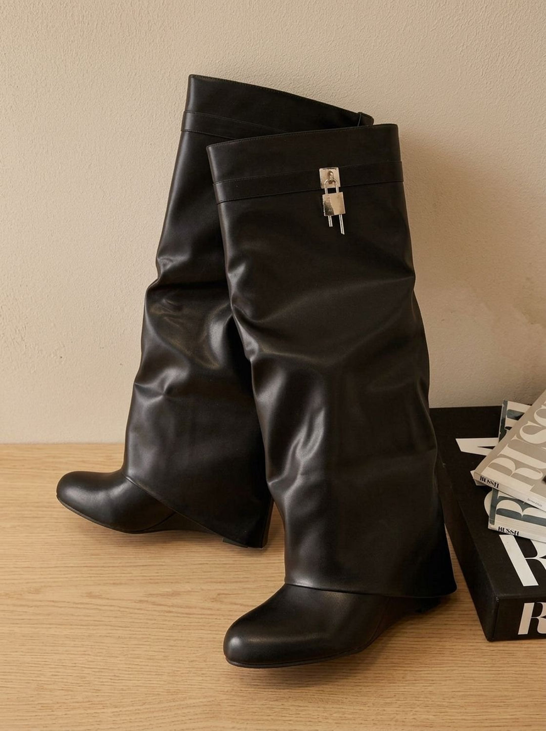 Chique Dames Laarzen in Faux-Leather met Sleehak (3)