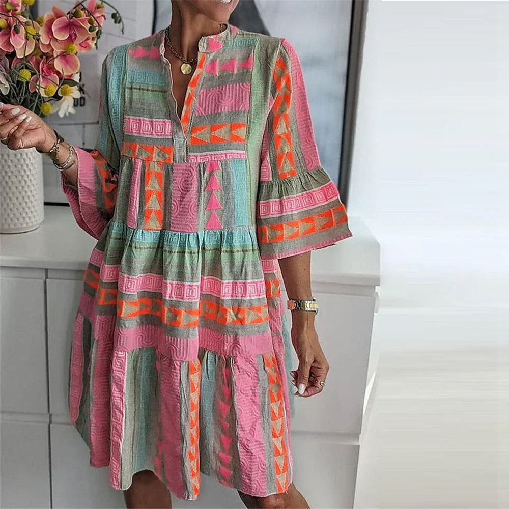 Dames Bedruckte Mini Zomerjurk