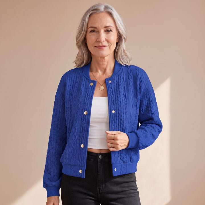 Dames coltrui met kabelpatroon voor herfstdagen in Blauw