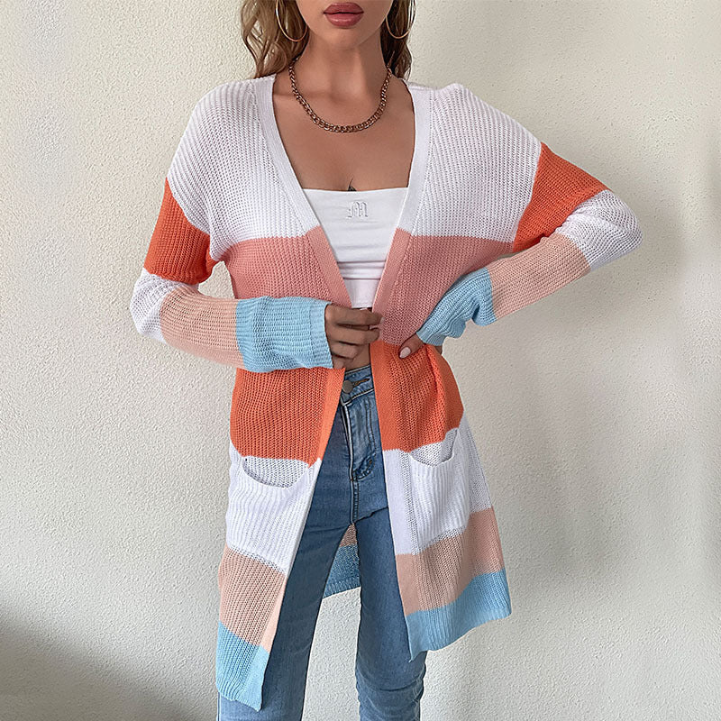 Dames Coltrui Oversized in Streeppatroon voor Herfst (2)