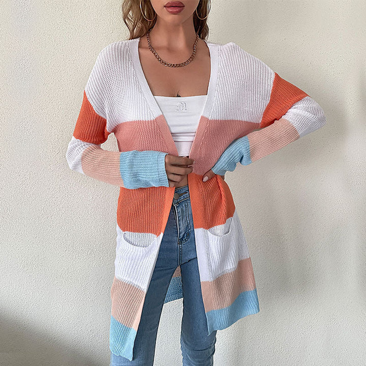 Dames Coltrui Oversized in Streeppatroon voor Herfst (2)