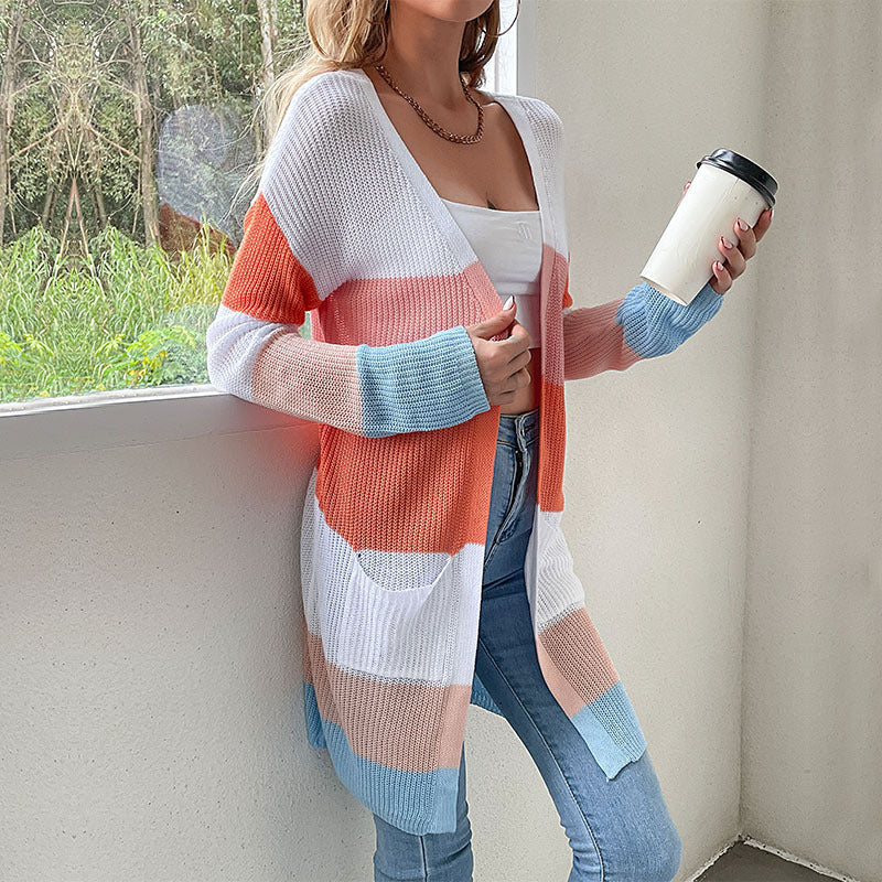 Dames Coltrui Oversized in Streeppatroon voor Herfst (3)