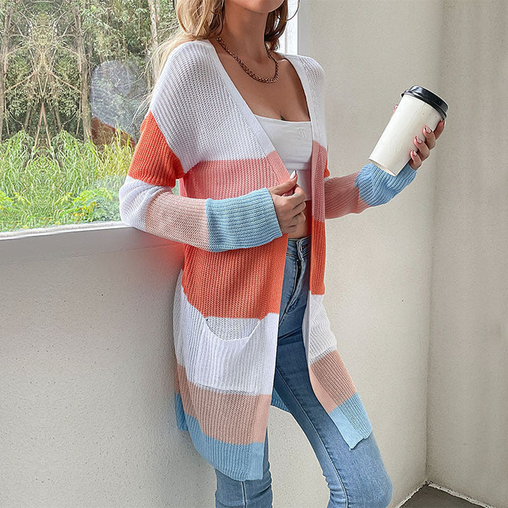 Dames Coltrui Oversized in Streeppatroon voor Herfst (3)