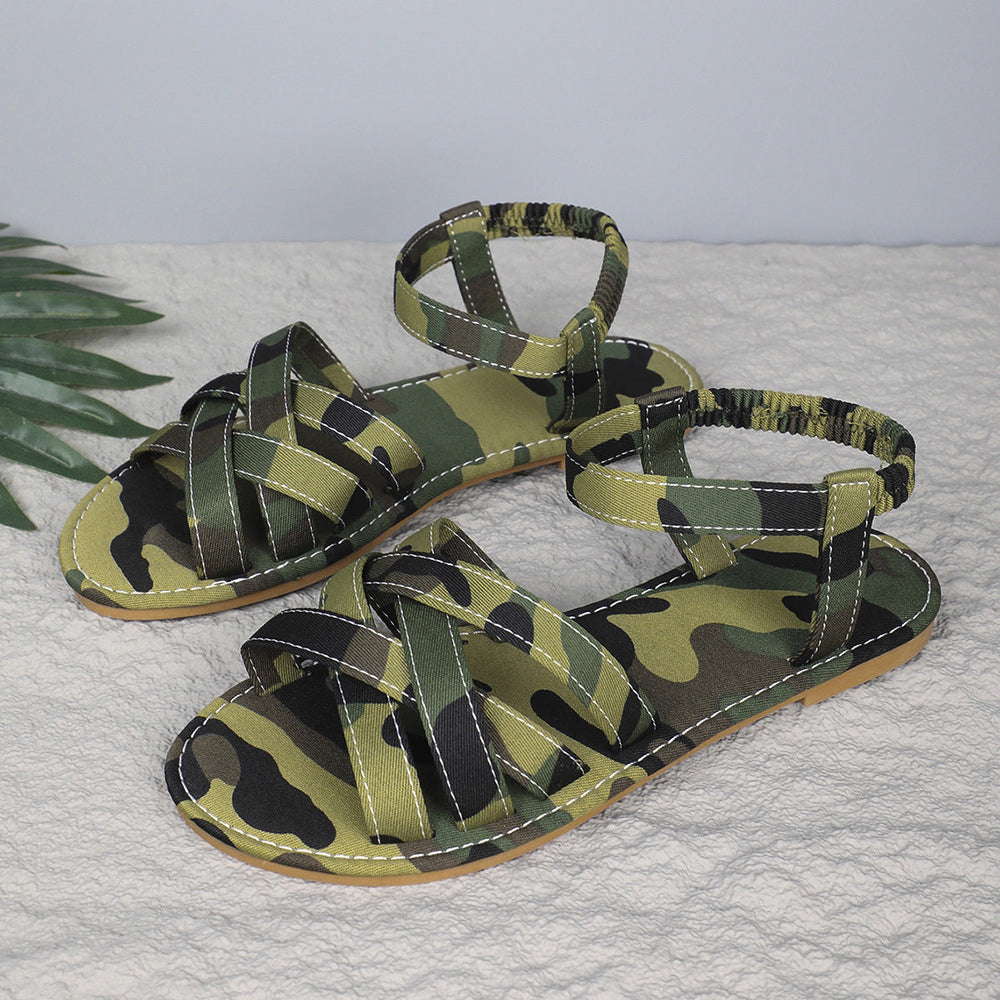 Dames elegante leren sandalen voor zomer in Olijfgroen