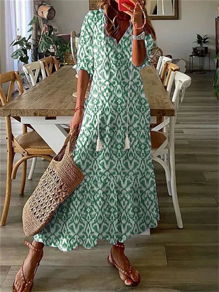 Dames Elegante Maxi-Zomerjurk in Groen