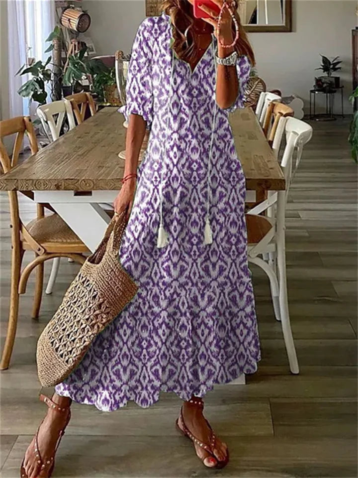 Dames Elegante Maxi-Zomerjurk in Paars