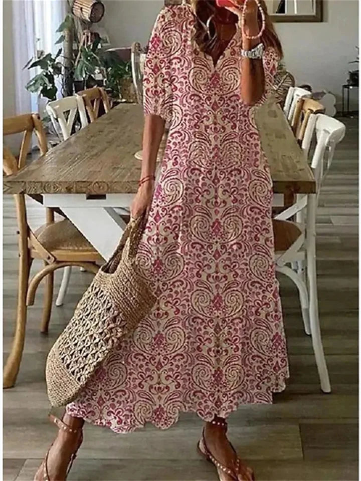 Dames Elegante Maxi-Zomerjurk in Rood