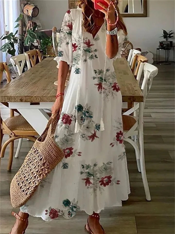 Dames Elegante Maxi-Zomerjurk in Wit