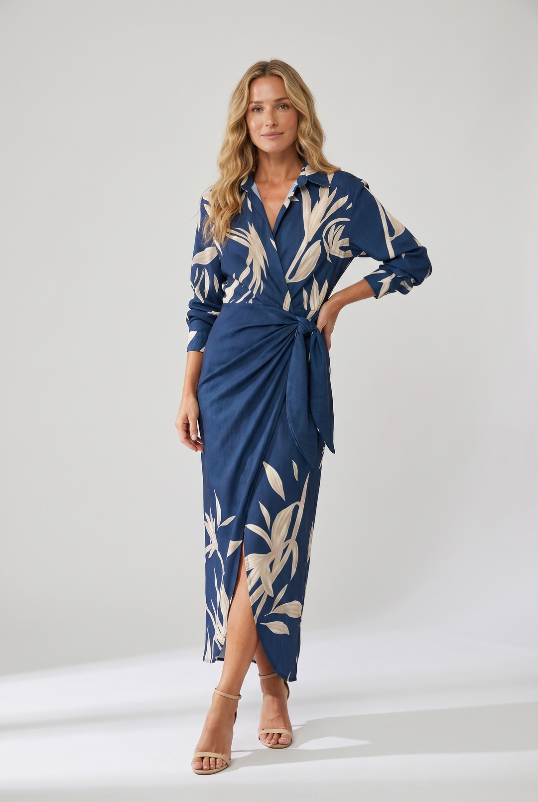 Dames Elegante Zomerjurk Maxi Bladerprint (2)