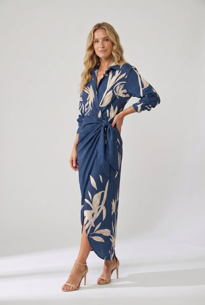 Dames Elegante Zomerjurk Maxi Bladerprint (3)
