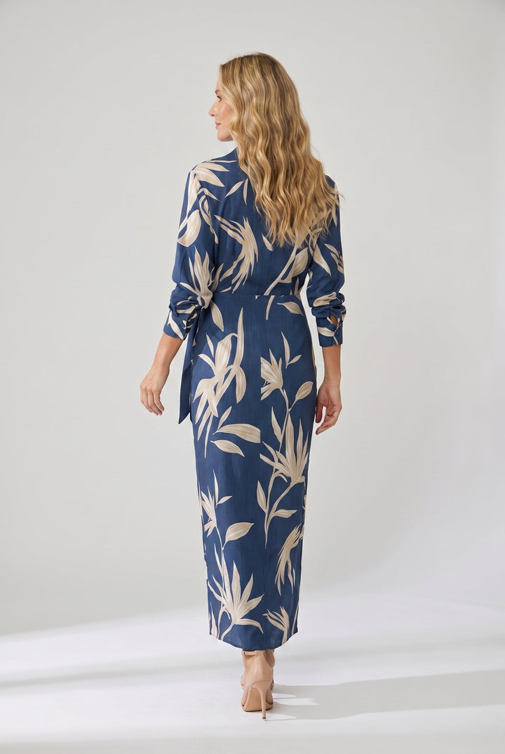 Dames Elegante Zomerjurk Maxi Bladerprint (4)