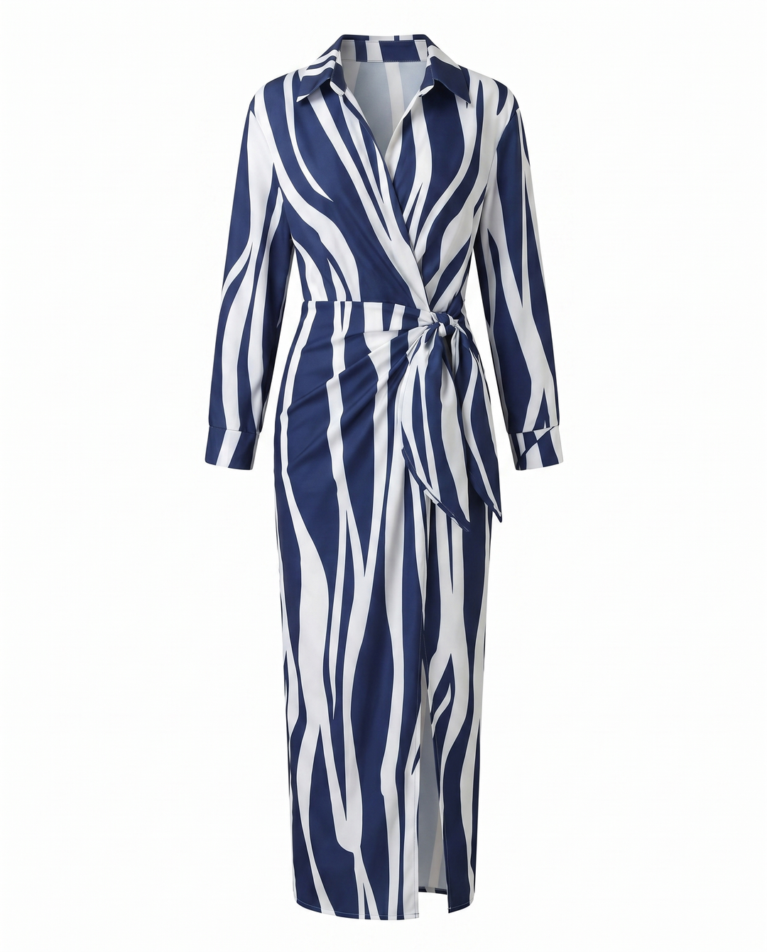 Dames Elegante Zomerjurk Maxi Bladerprint in Wit 2