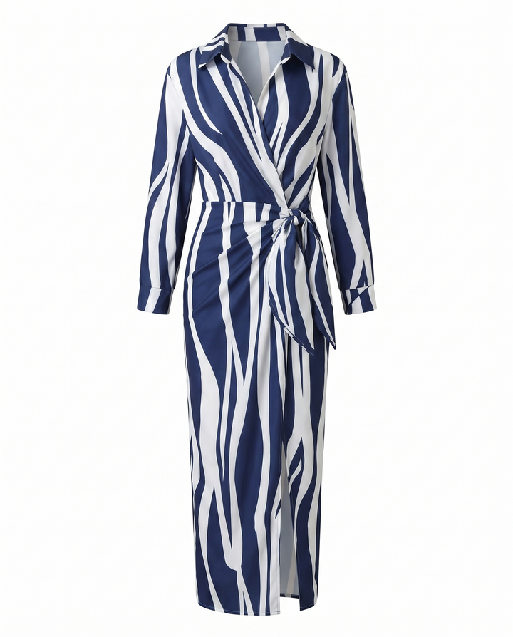 Dames Elegante Zomerjurk Maxi Bladerprint in Wit 2