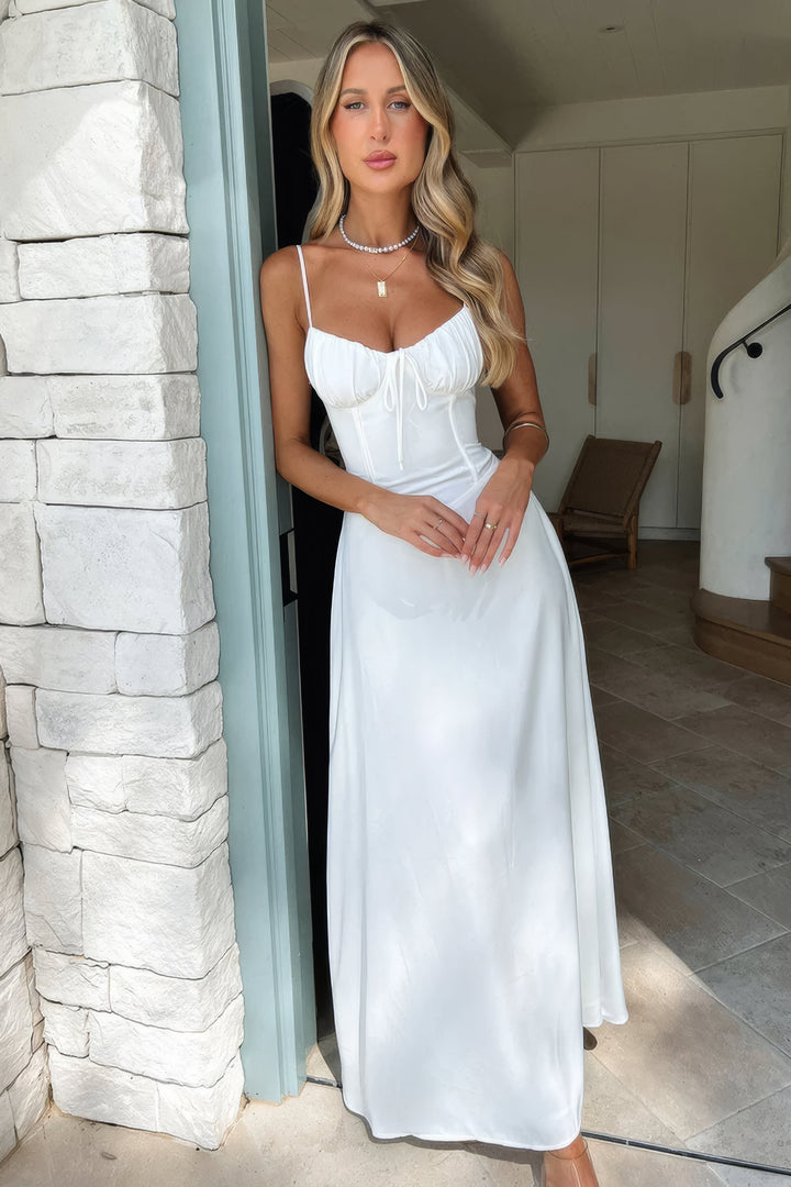 Dames Elegante Zomerjurk Maxi voor Feesten in Biały 2