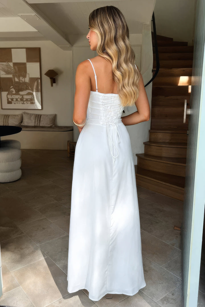 Dames Elegante Zomerjurk Maxi voor Feesten in Biały 5