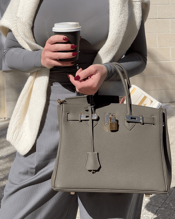 Dames Handtas Gestructureerd Goudkleurig voor Werk (6)