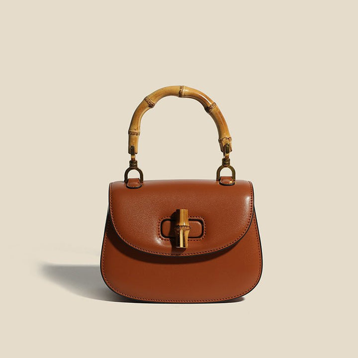 Dames handtas met bamboe accenten in Chestnut Brown