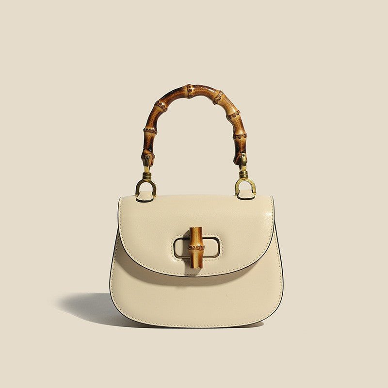 Dames handtas met bamboe accenten in Crème White