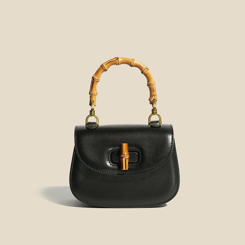 Dames handtas met bamboe accenten in Midnight Black