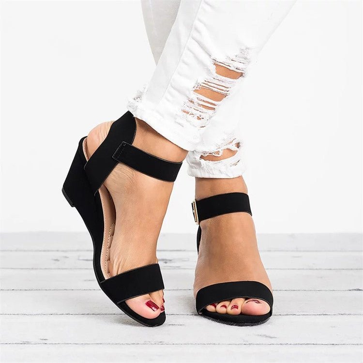 Dames Keilhak Sandalen voor de Zomer in Zwart