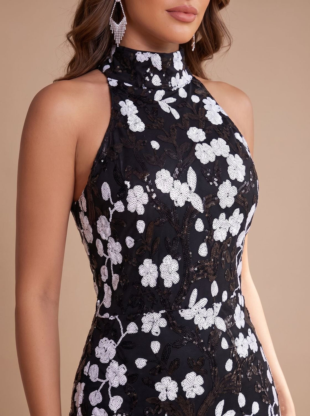 Dames kerst glitter feestjurk maxi (4)