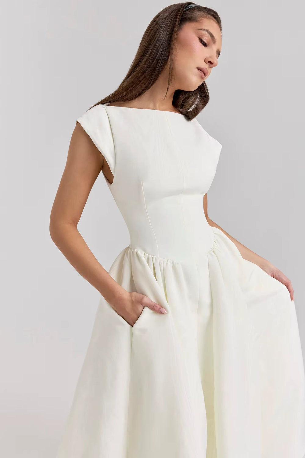 Dames Klassiek Getailleerde Polyester Midi Jurk voor Bruiloftsgasten (2)