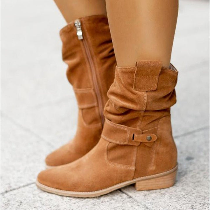 Dames laarzen casual-sneaker stijl voor herfst in Gelbbraun