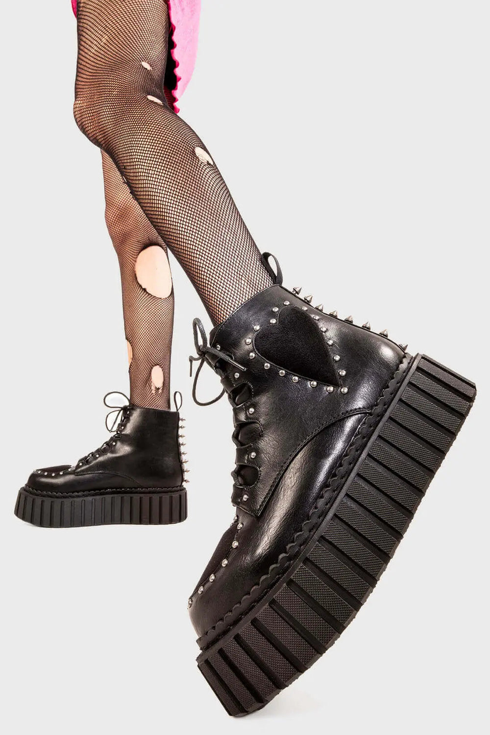 Dames Laarzen Chunky Platform Creeper met Hartjes (2)