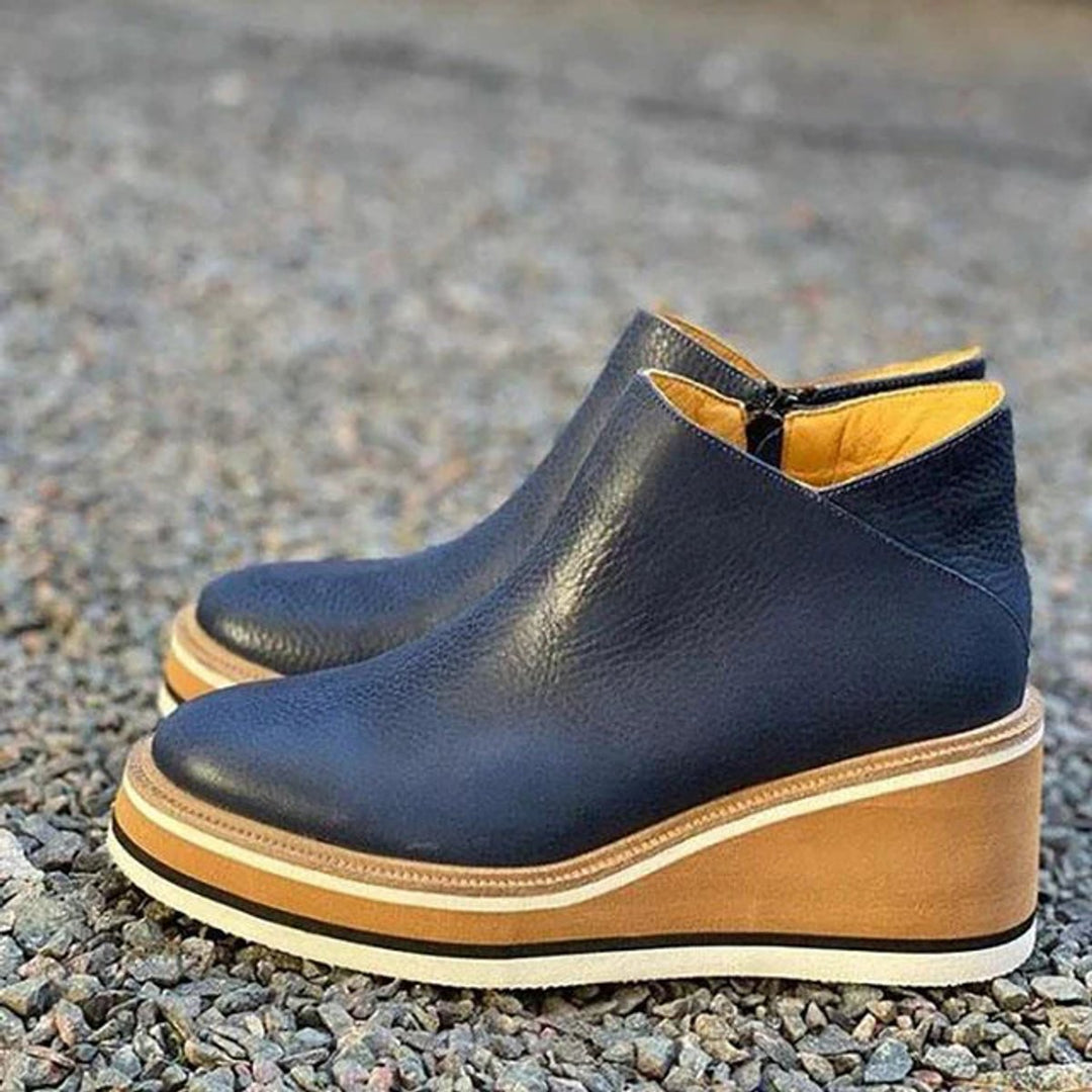 Dames laarzen comfort wedge zijrits in Donkerblauw