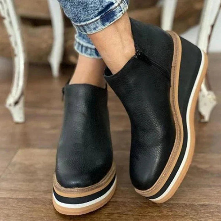 Dames laarzen comfort wedge zijrits in Zwart