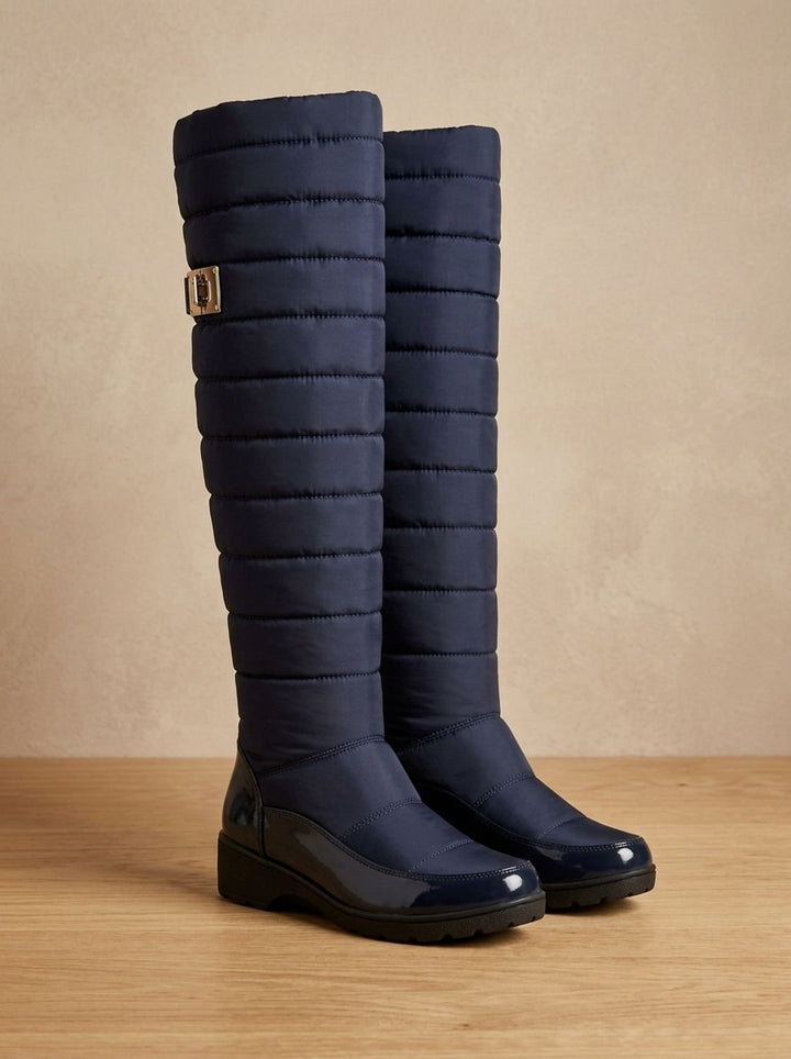 Dames Laarzen Gewatteerde Overknee Warme in Marineblauw