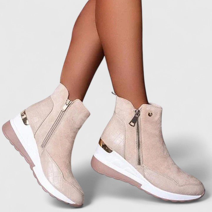 Dames Laarzen Kunstleer Orthopedisch Ritssluiting in Beige