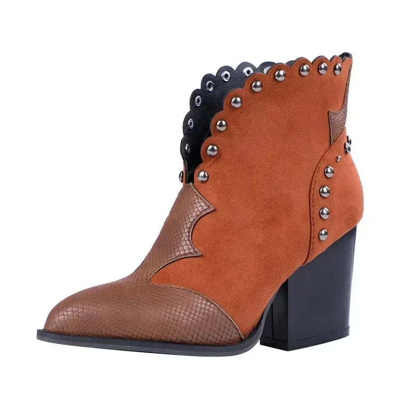 Dames Laarzen met Reptiel-Print en Blokhak (5)