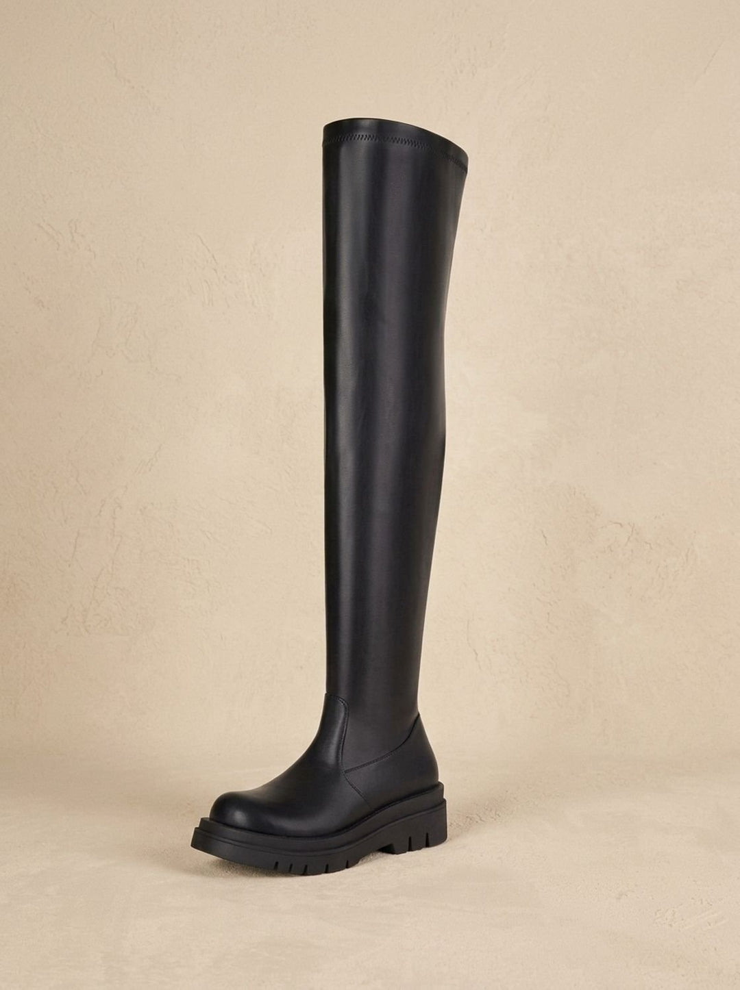 Dames Laarzen Overknee Stretch Faux-Leer Chunky Zool (4)