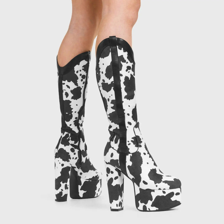 Dames Laarzen Platform Western Kniehoog (5)