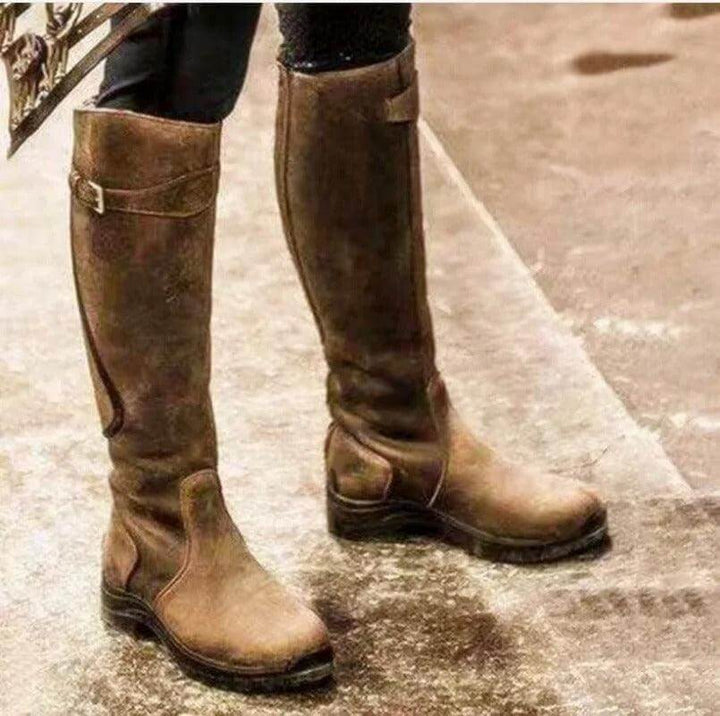 Dames Laarzen Waterdicht Warmgevoerd Gesp Winter in Chestnut Brown