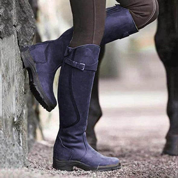 Dames Laarzen Waterdicht Warmgevoerd Gesp Winter in Indigo Blue