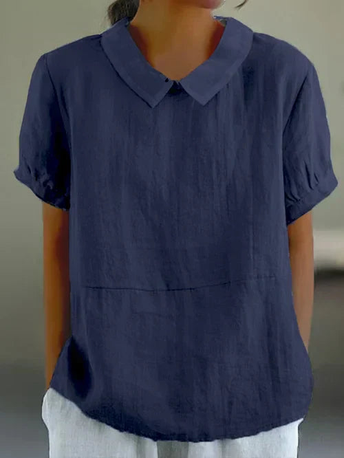 Dames linnen blouse voor elke dag in Donkerblauw