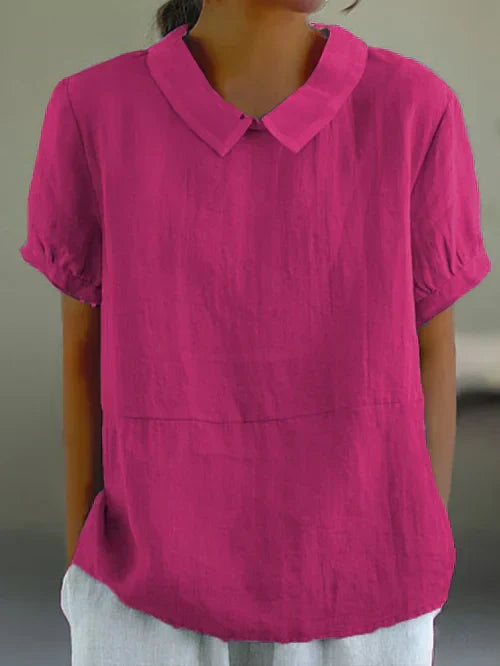 Dames linnen blouse voor elke dag in Donkerroze