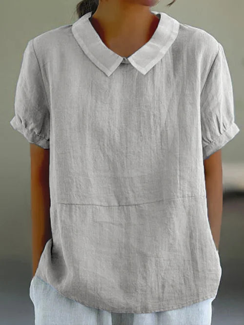 Dames linnen blouse voor elke dag in Lichtgrijs
