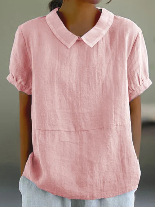 Dames linnen blouse voor elke dag in Roze