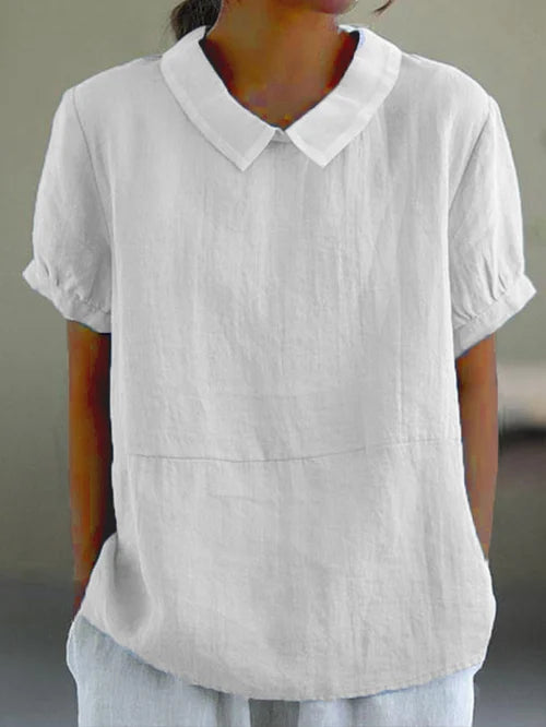 Dames linnen blouse voor elke dag in Wit