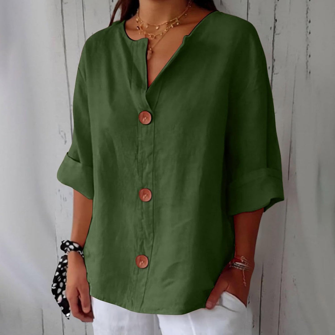 Dames Linnenblouse in casual zomerstijl in Groen