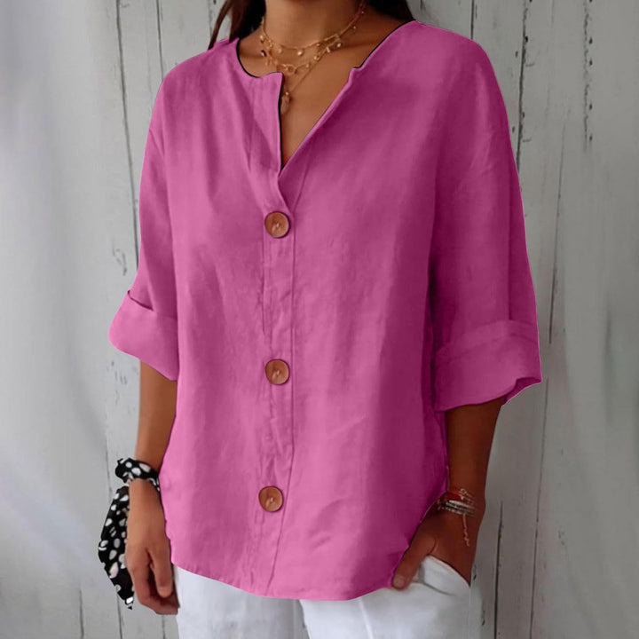 Dames Linnenblouse in casual zomerstijl in Roze